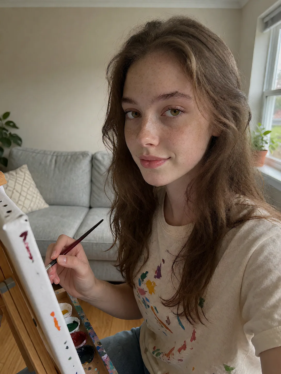 séance peinture, mes mains ressemblent à un arc-en-ciel